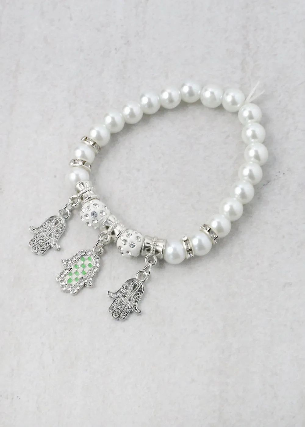 Pearl   Hamsa Hand Bracelet