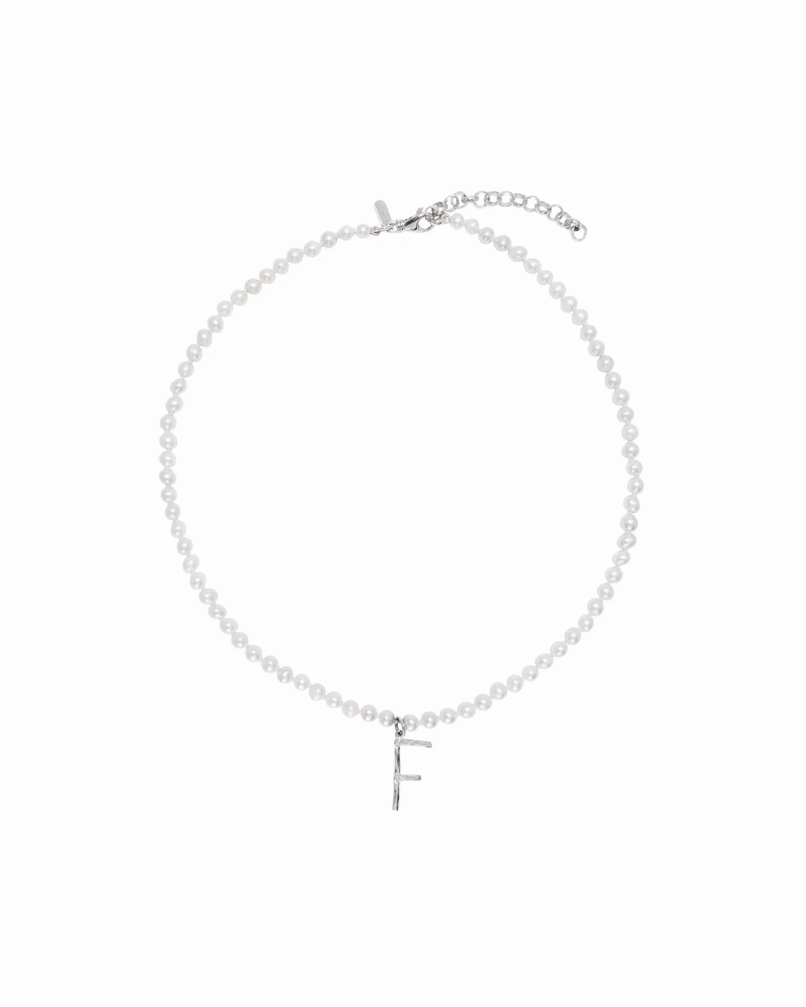 Pearl Letter Silver Necklace w. Pearls