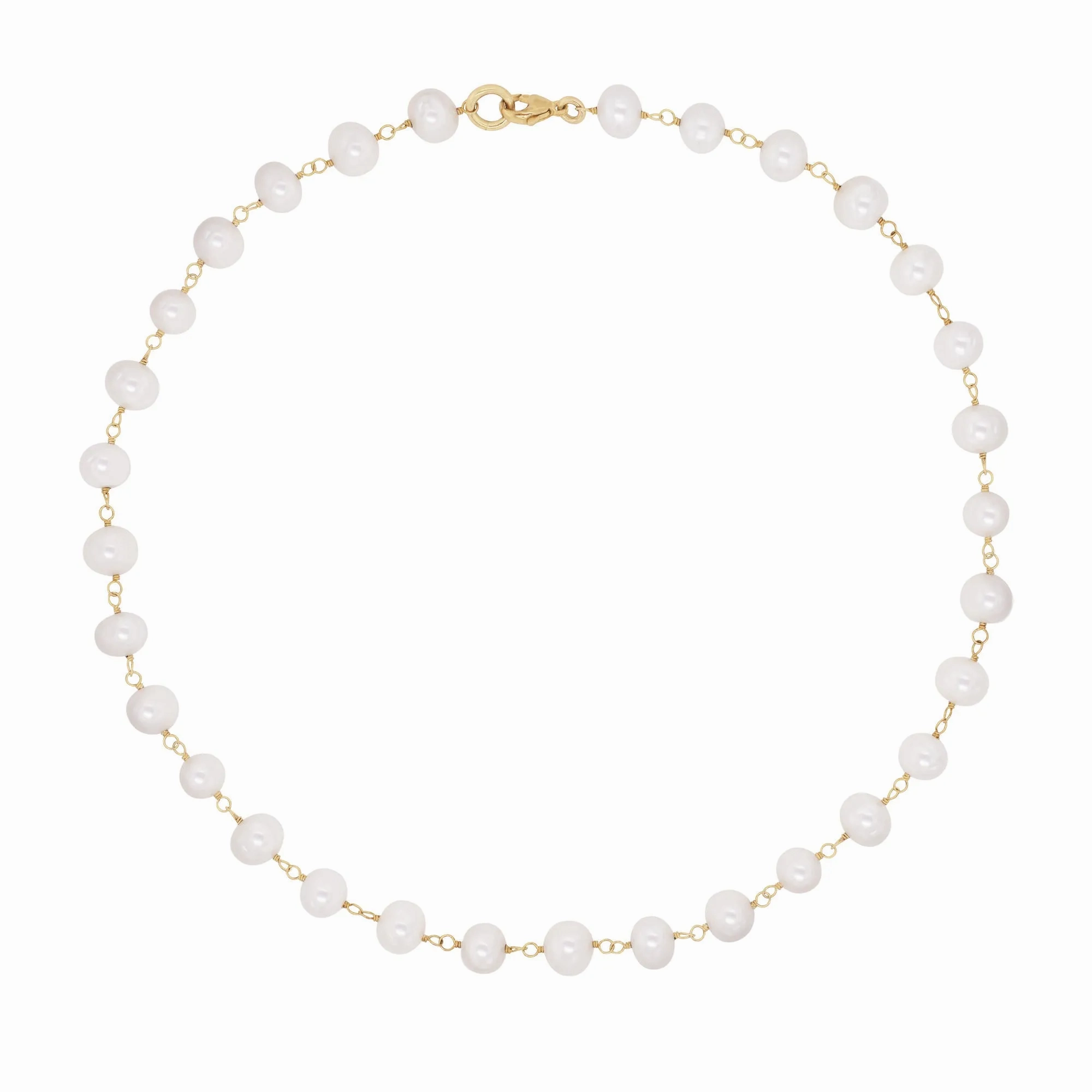 Pearls Choker Gold Plated Necklace w. Pearls