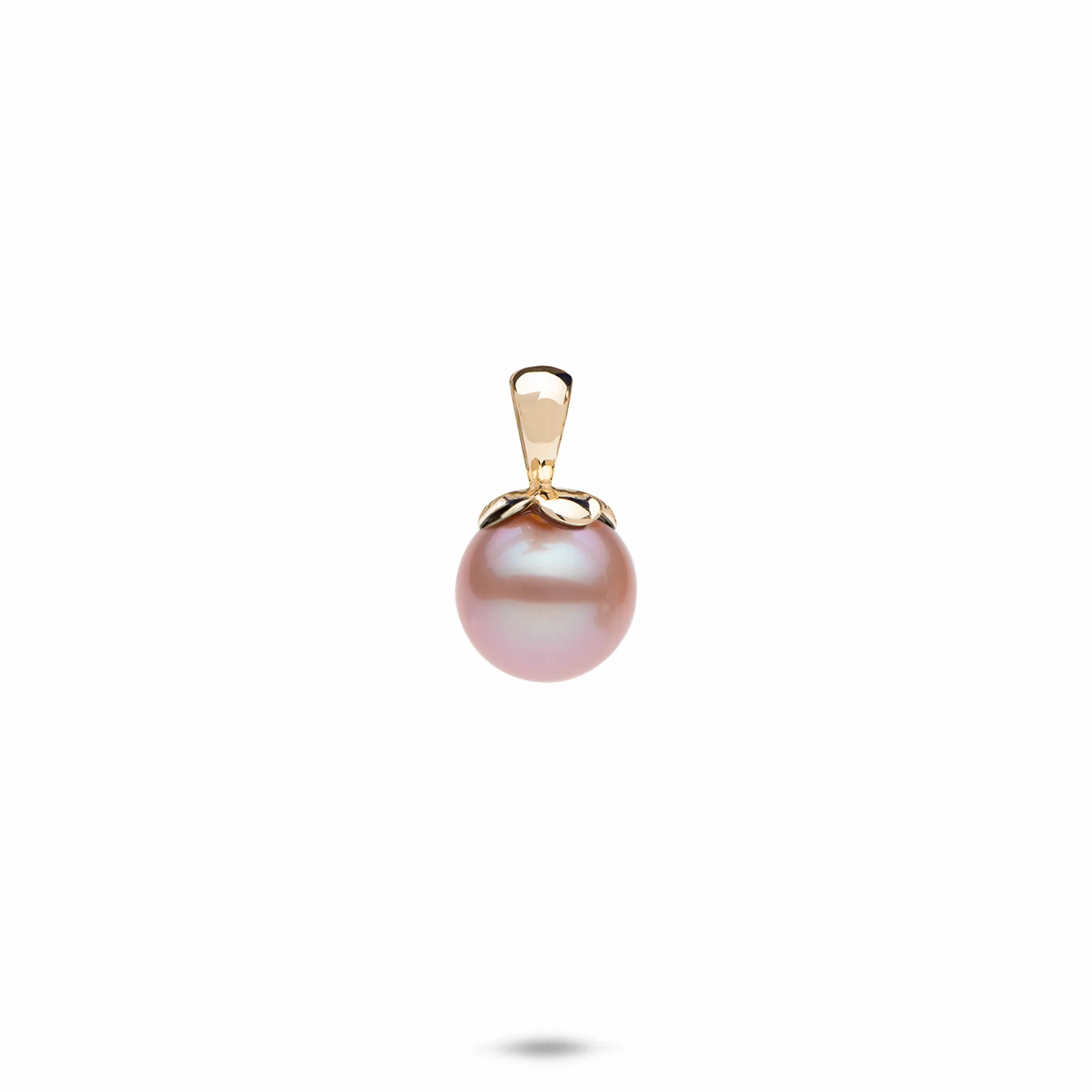 Pearls in Bloom Plumeria Lavender Freshwater Pearl Pendant in Gold - 8-9mm