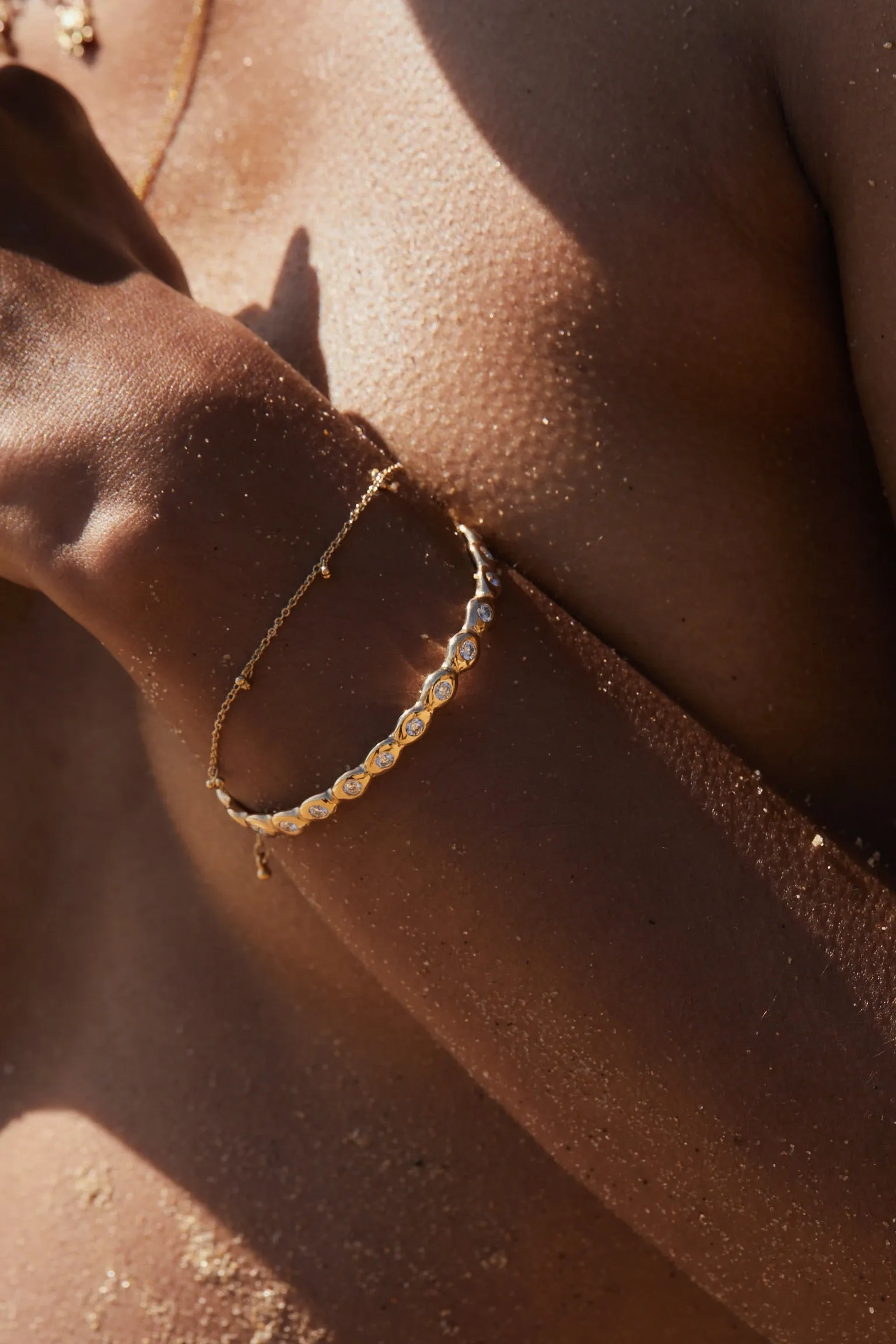Pebble Diamond Cuff  | Solid Yellow Gold