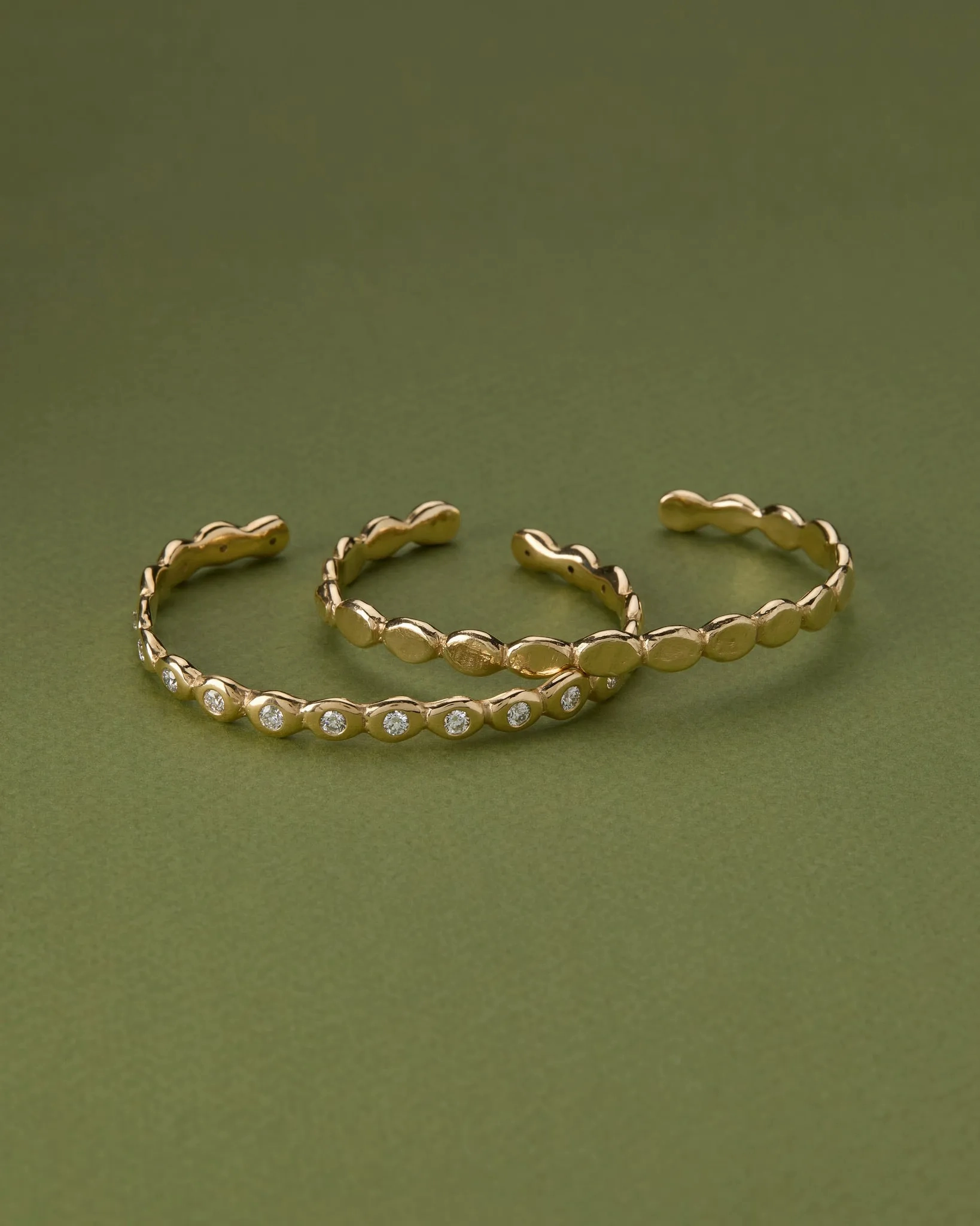 Pebble Diamond Cuff  | Solid Yellow Gold