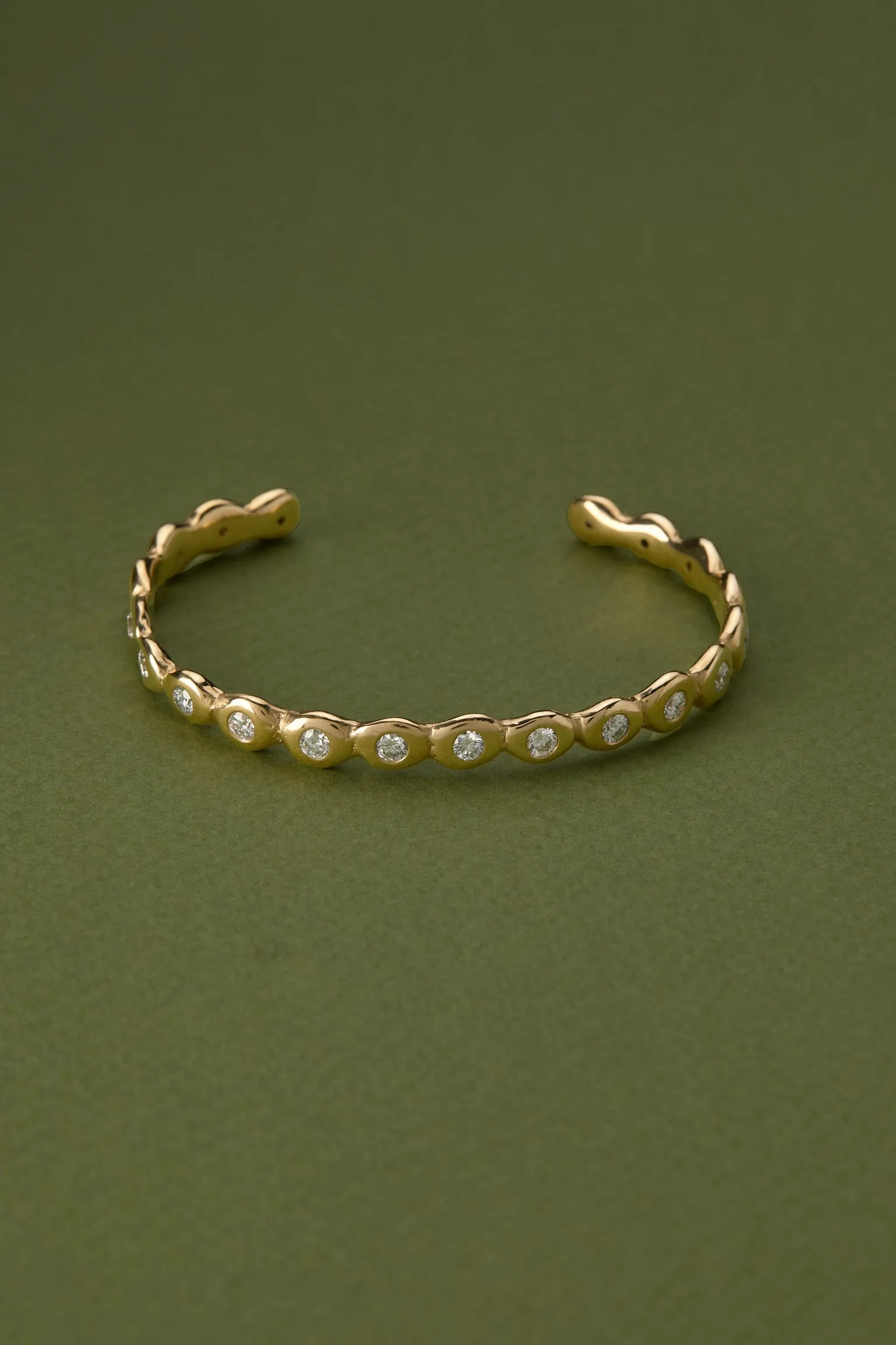 Pebble Diamond Cuff  | Solid Yellow Gold