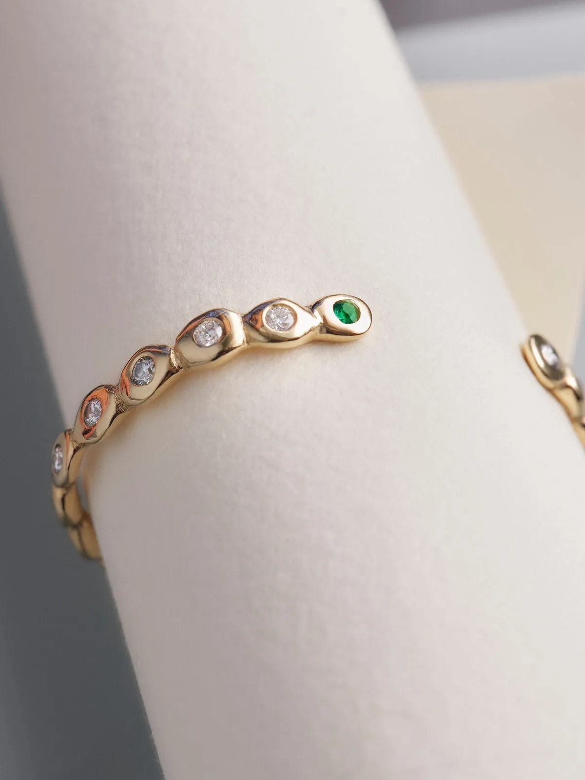 Pebble Diamond Cuff  | Solid Yellow Gold