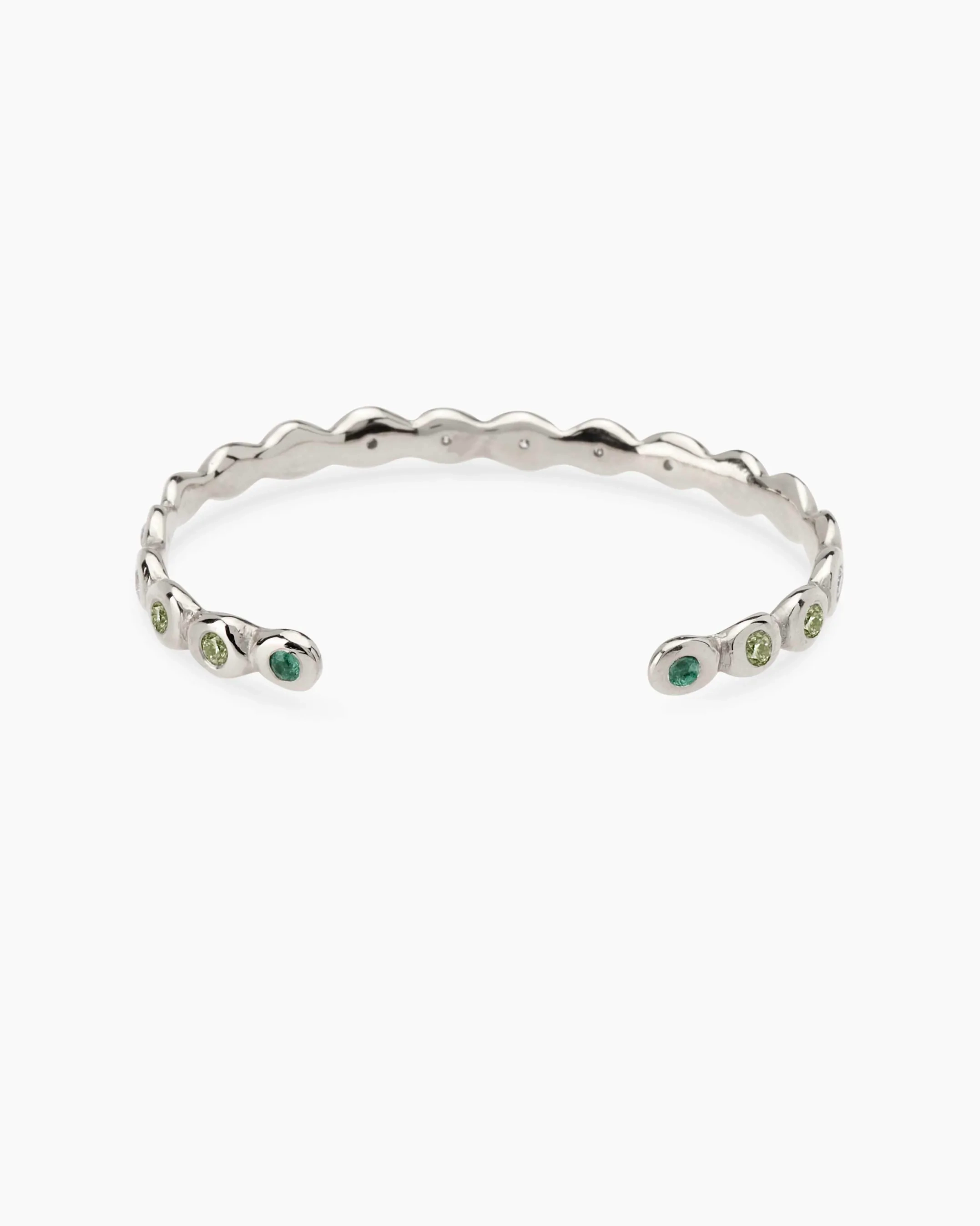 Pebble Stone Cuff  | Solid White Gold