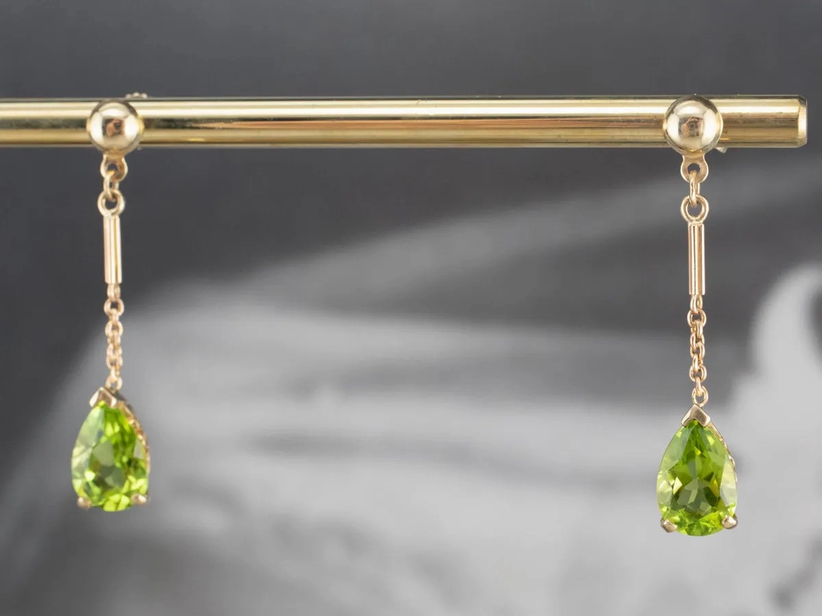 Peridot Yellow Gold Gemstone Drop Earrings