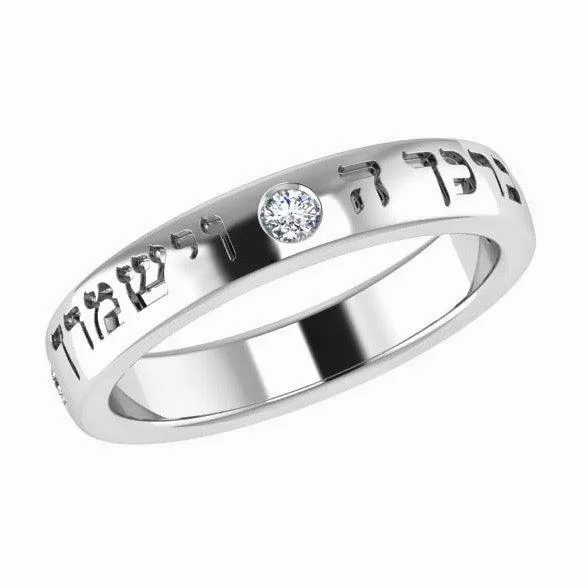 Personalized Engraved Ring with Diamonds 14K Gold