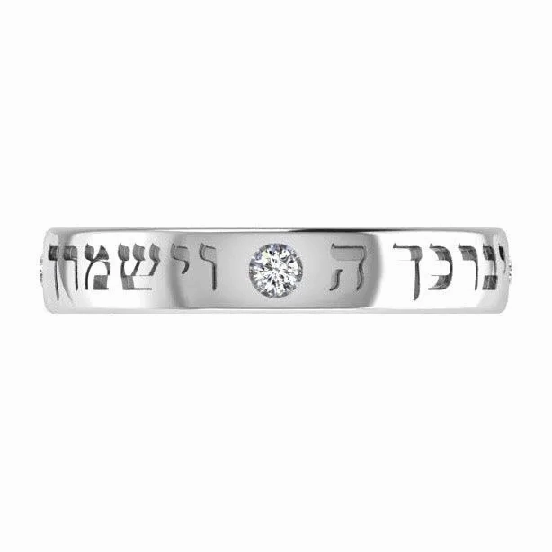Personalized Engraved Ring with Diamonds 14K Gold