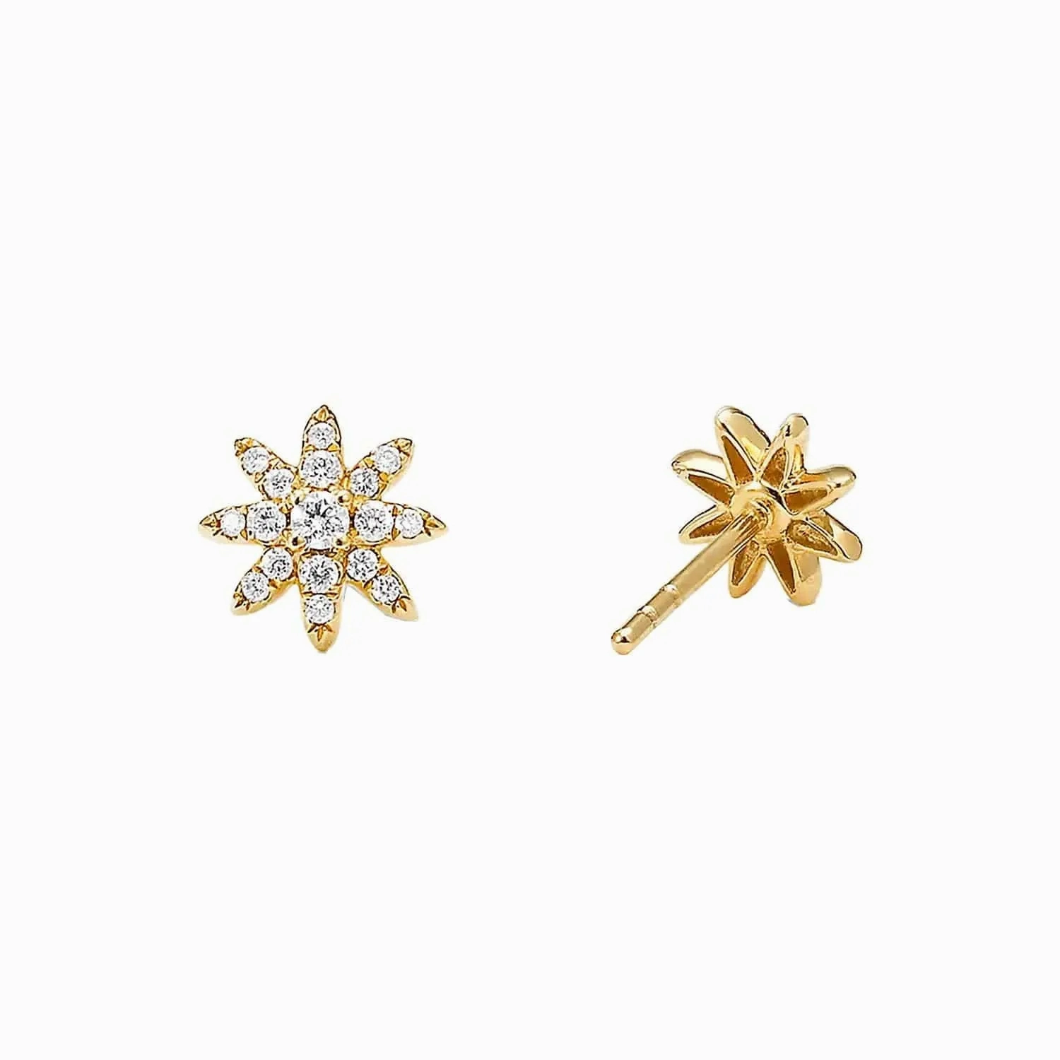 Petite Starburst Stud Earrings with Diamonds
