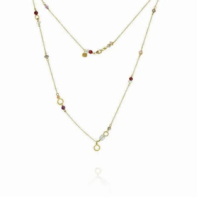 Piccolo Daybreak 18K Gold Necklace w. Gemstones