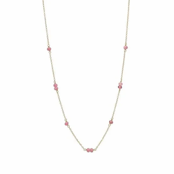 Pink 18K Gold Plated Necklace w. Tourmaline