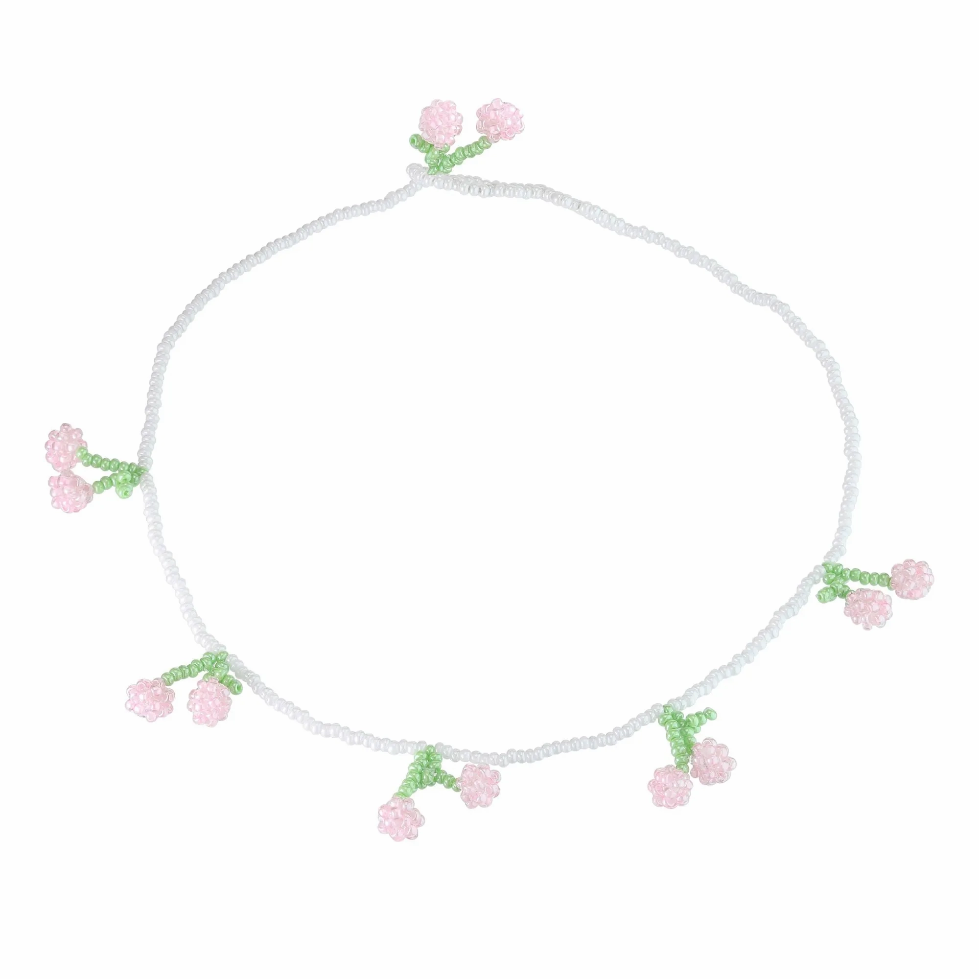 Pink Cherry Necklace Pink Beads
