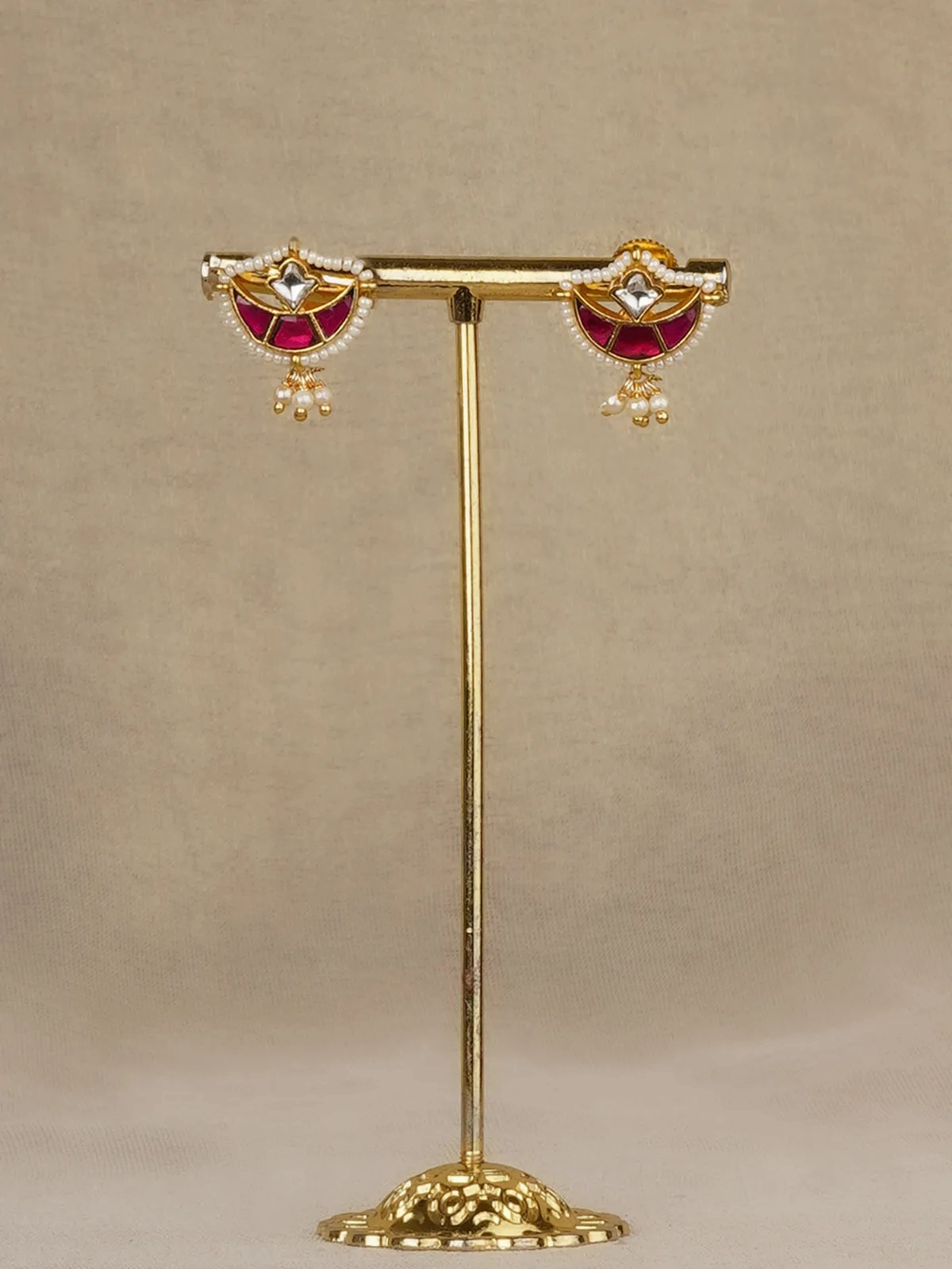 Pink Color Gold Plated Mishr Earrings - MR-E314