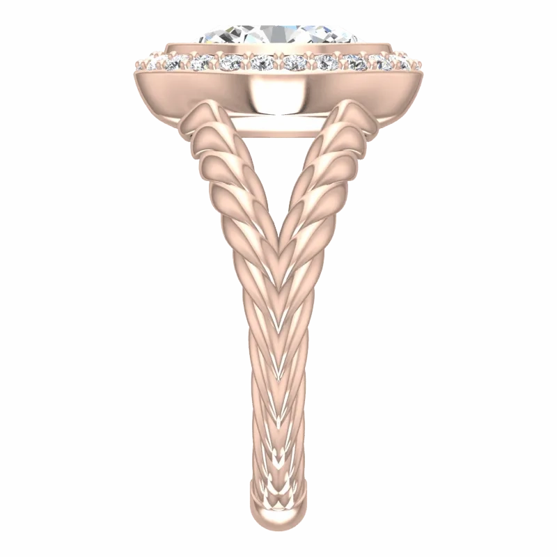 Pink Gold Diamond Ring Cable Coil Design Setting