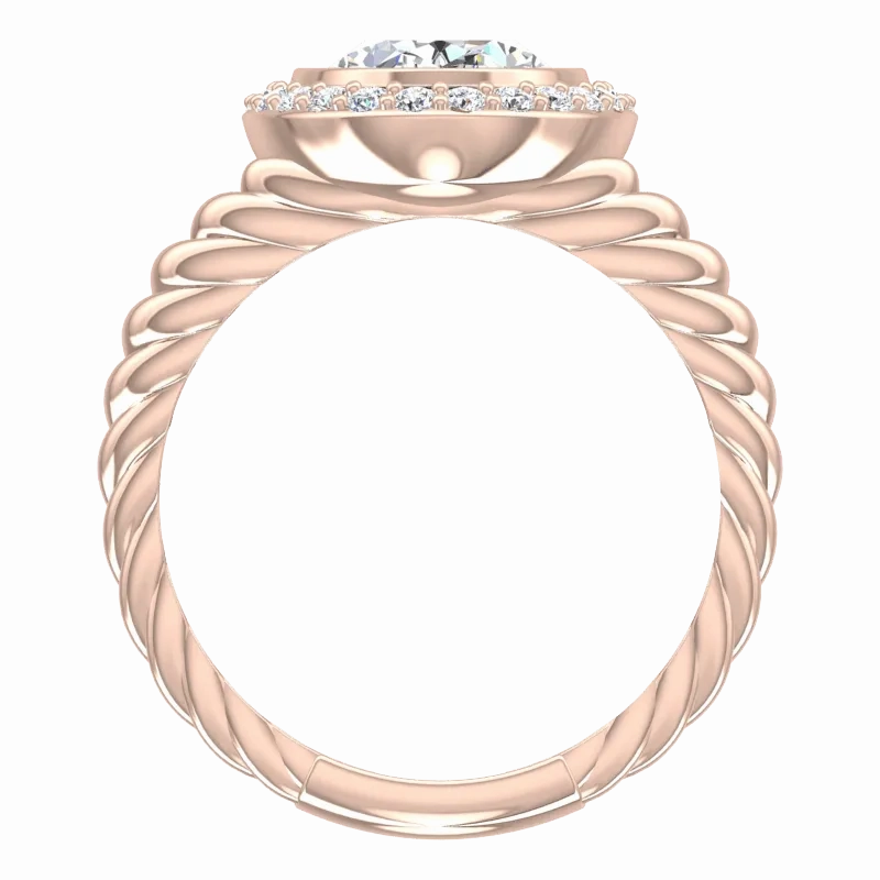 Pink Gold Diamond Ring Cable Coil Design Setting