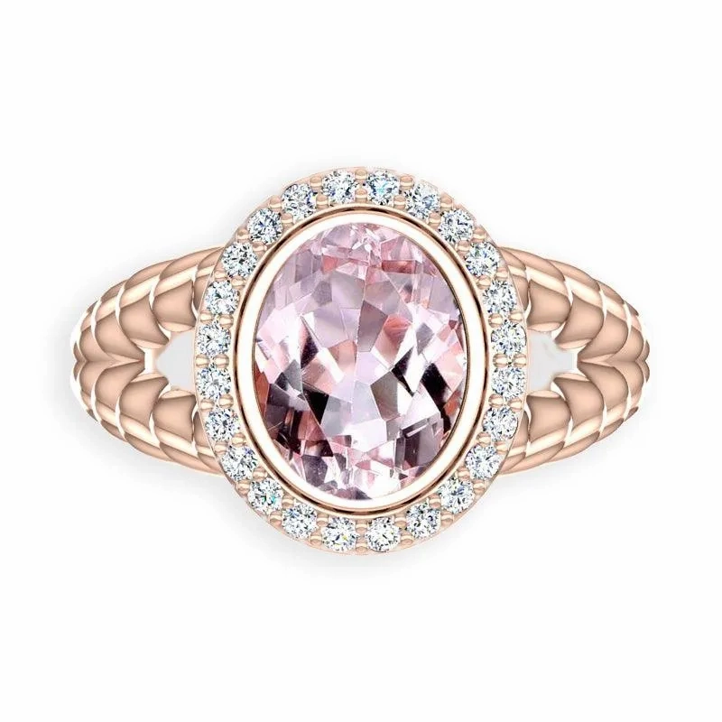 Pink Gold Diamond Ring Cable Coil Design Setting
