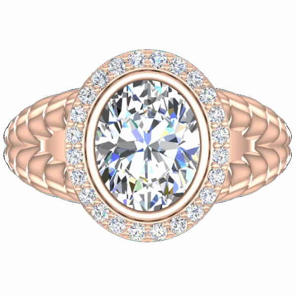 Pink Gold Diamond Ring Cable Coil Design Setting