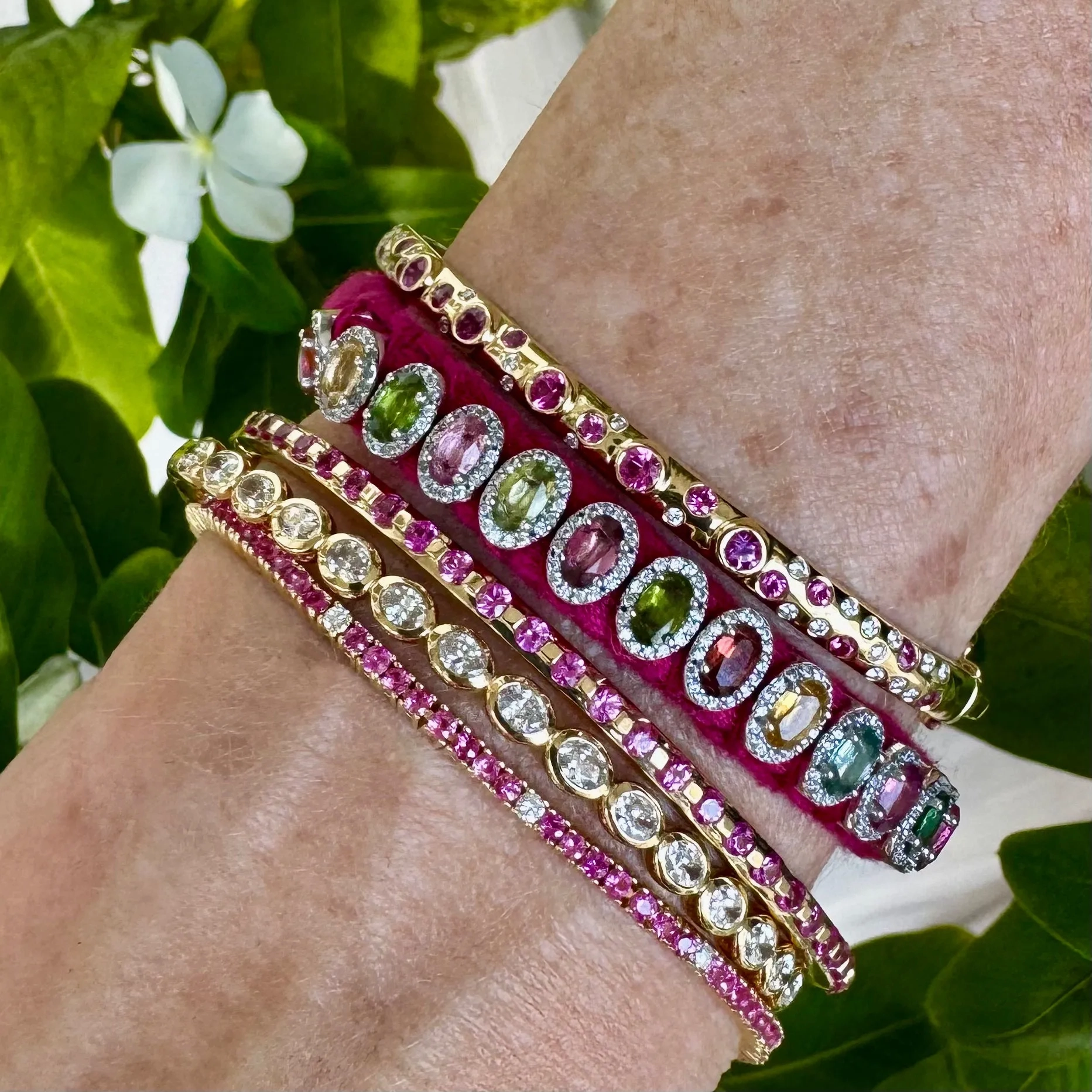 Pink Sapphire &amp; Diamond Tennis Bracelet