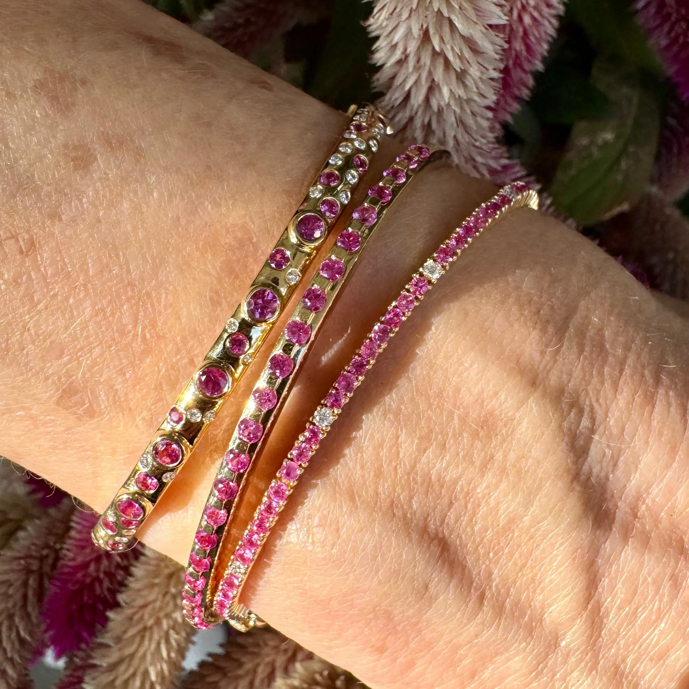 Pink Sapphire &amp; Diamond Tennis Bracelet