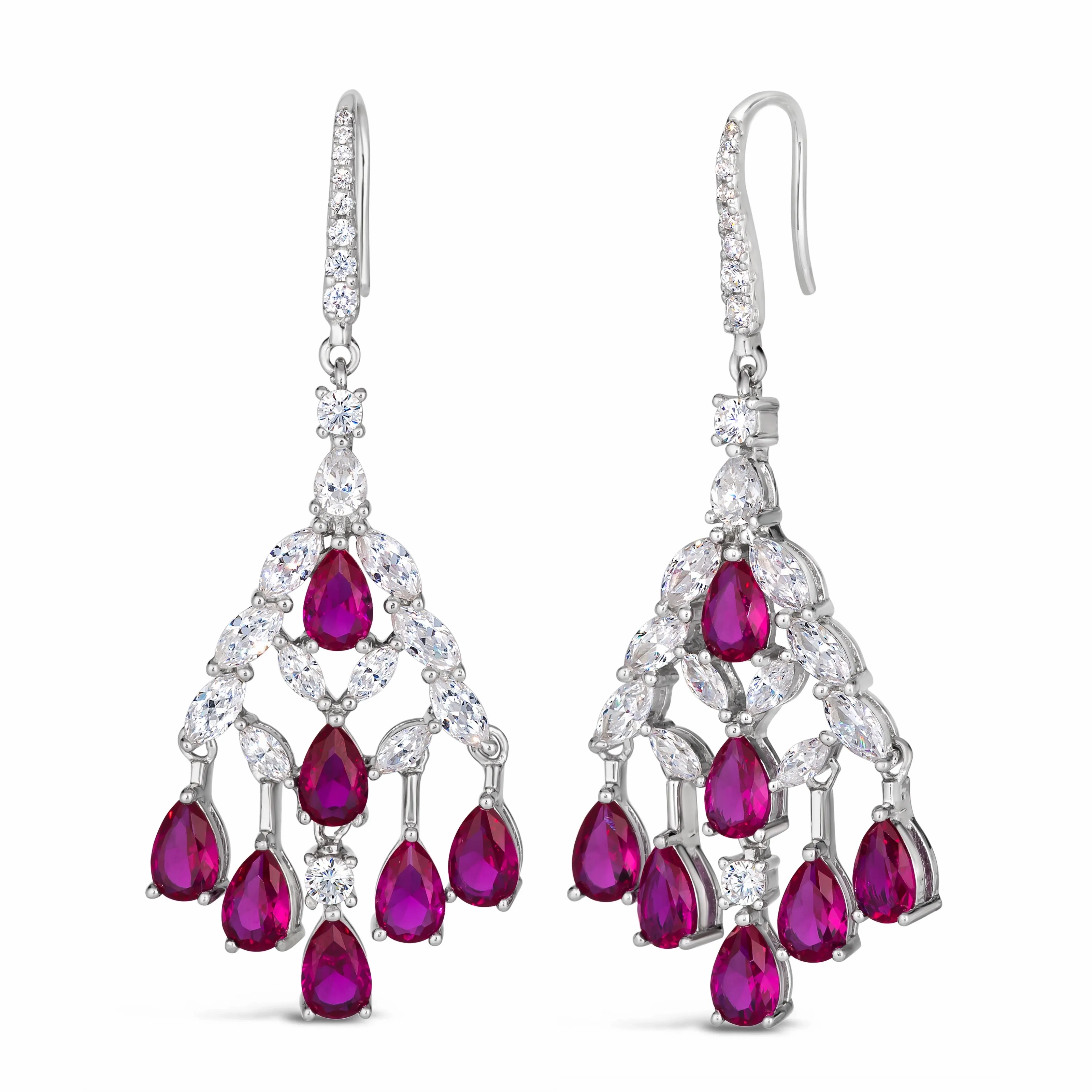 Pink Sapphire Chandelier Earrings