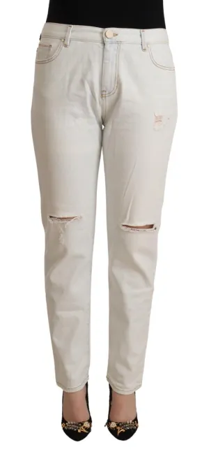 PINKO Baumwoll-Distressed Mid-Waist Skinny blaue Damenjeans