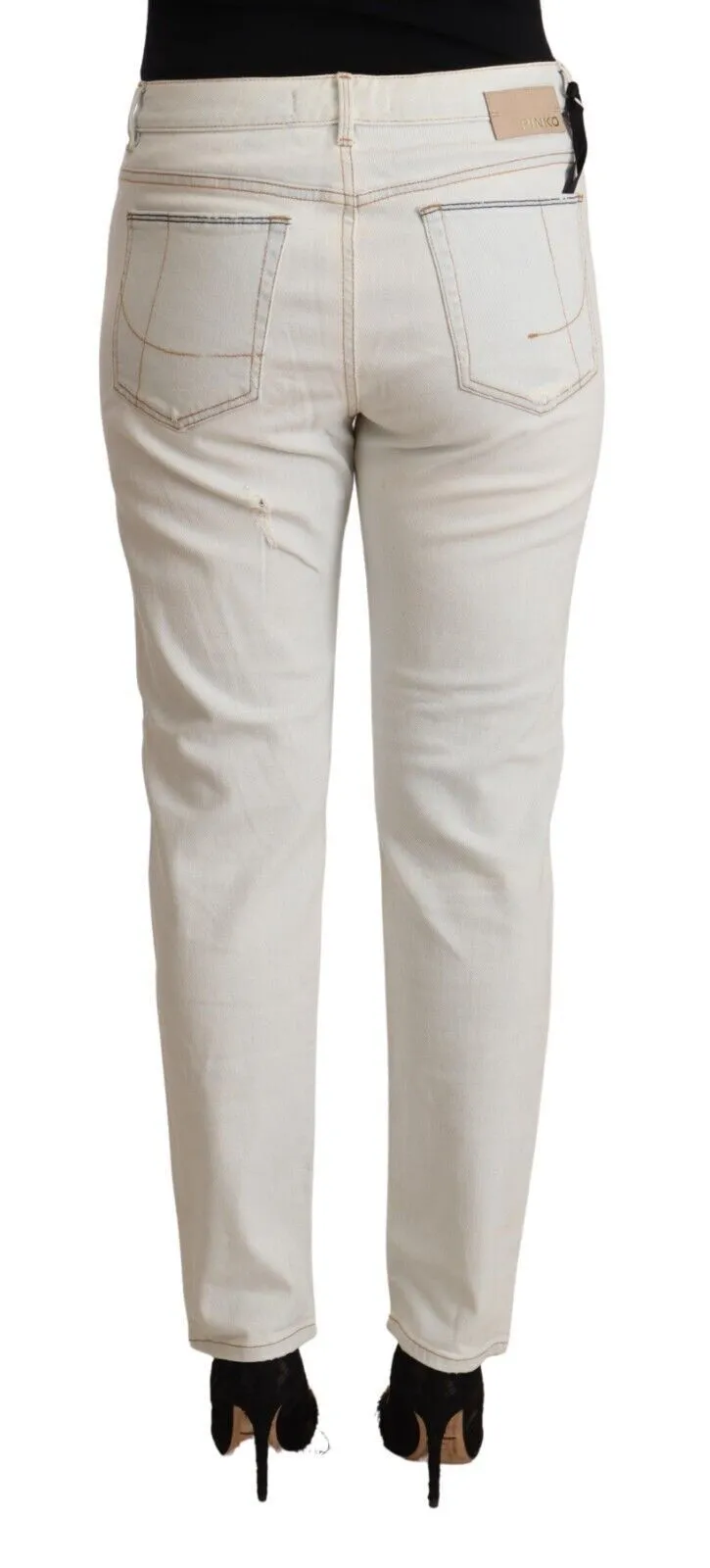 PINKO Baumwoll-Distressed Mid-Waist Skinny blaue Damenjeans