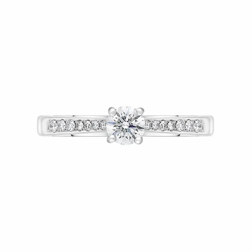 Platinum 0.43ct Diamond Solitaire Side Stone Ring