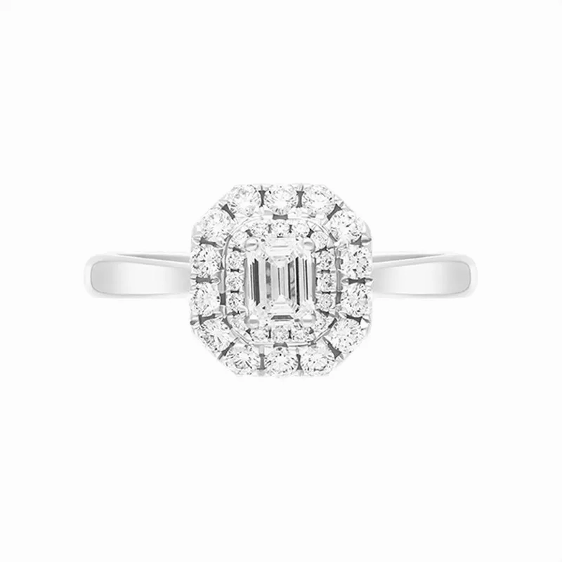 Platinum 0.70ct Diamond Emerald Cut Cluster Ring
