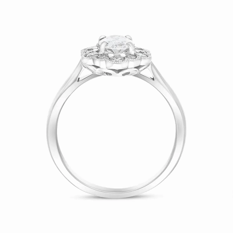 Platinum 1.00ct Diamond Oval Cluster Ring