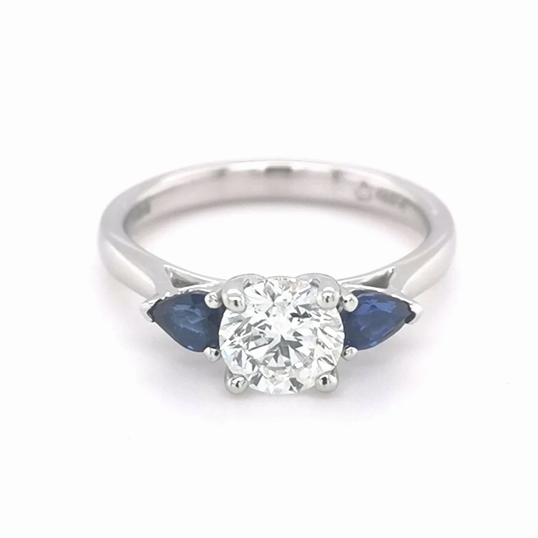 Platinum 1.01 3 Stone Diamond Ring