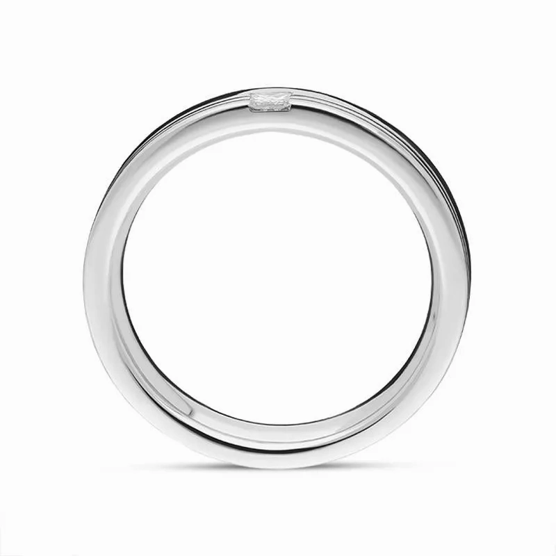 Platinum Princess Cut Diamond Engraved Wedding Ring