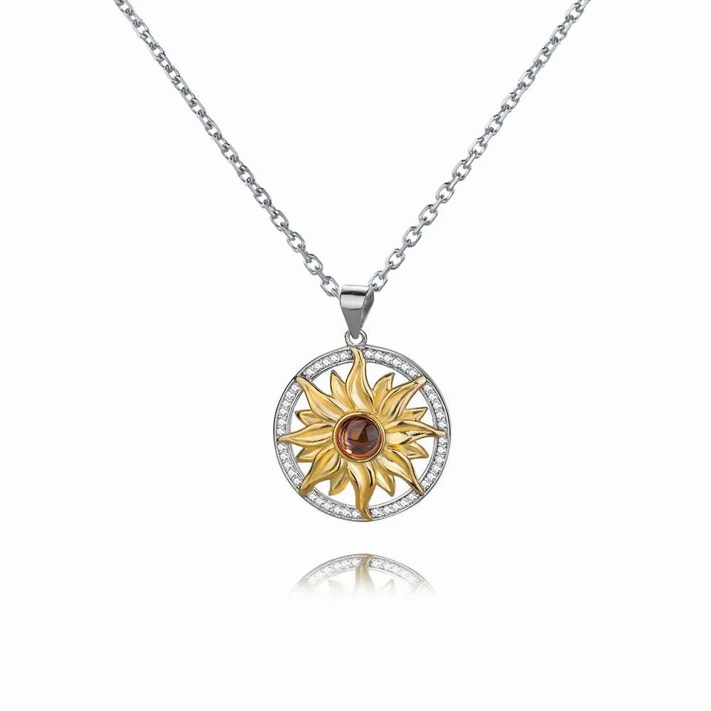Plumeria &amp; Sunflower Necklace with Picture Inside