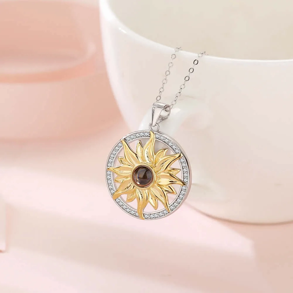 Plumeria &amp; Sunflower Necklace with Picture Inside