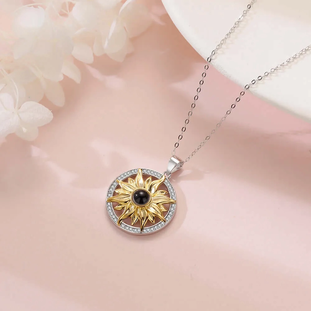 Plumeria &amp; Sunflower Necklace with Picture Inside