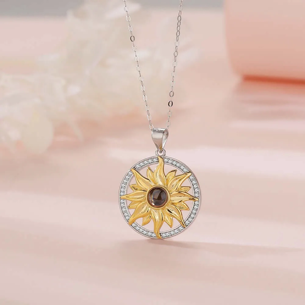 Plumeria &amp; Sunflower Necklace with Picture Inside