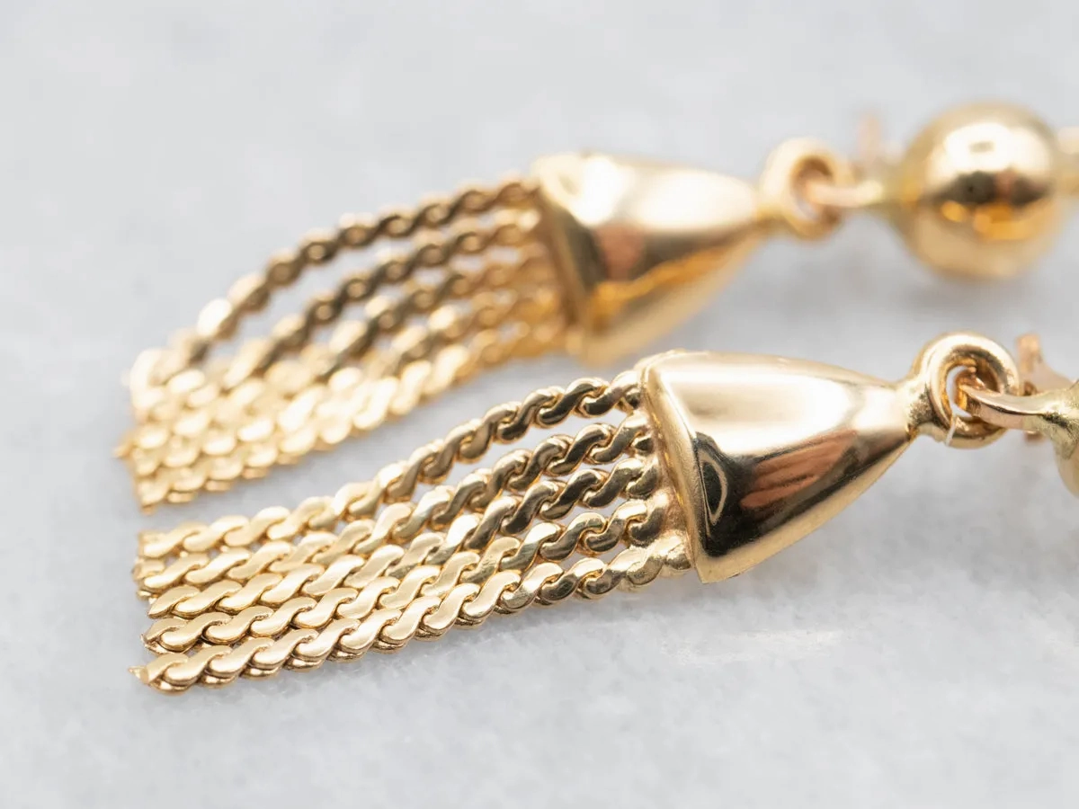 Polished 18-Karat Italian Gold Tassel Drop Earrings
