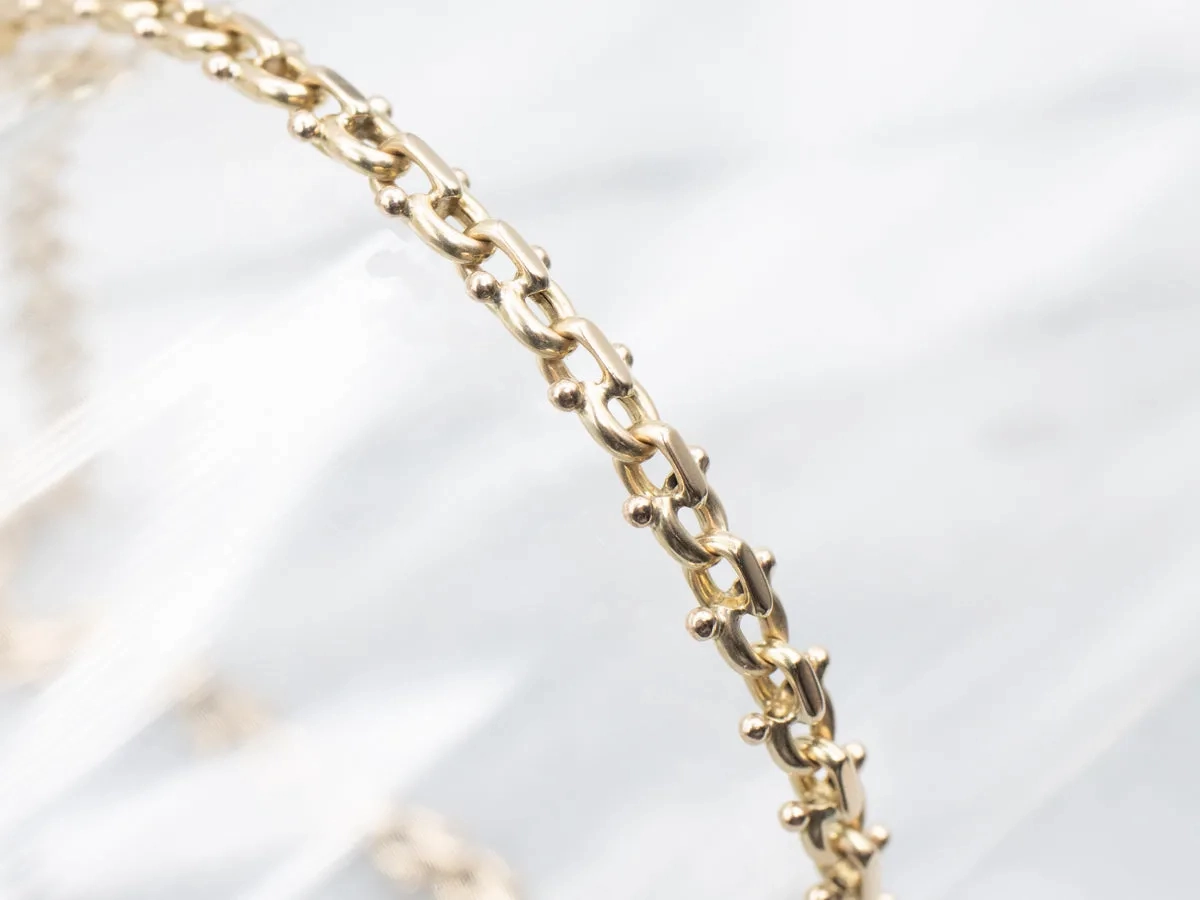 Polished Gold Dotted Link Bracelet or Anklet