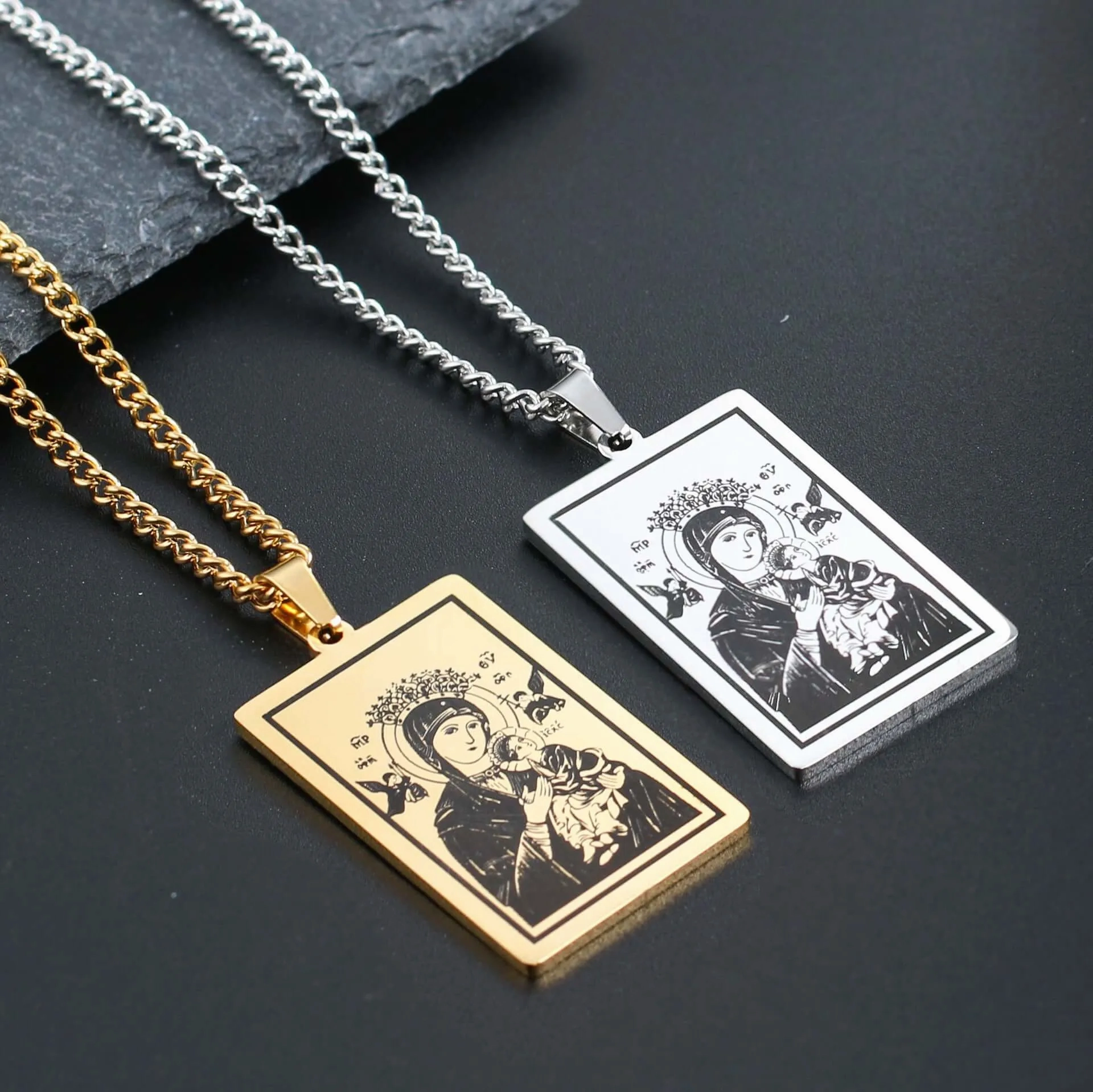 Prayer Religious Jewelry Virgin Mary Medal Virgencita Necklace