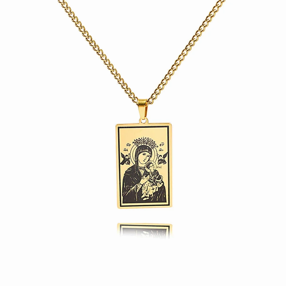 Prayer Religious Jewelry Virgin Mary Medal Virgencita Necklace