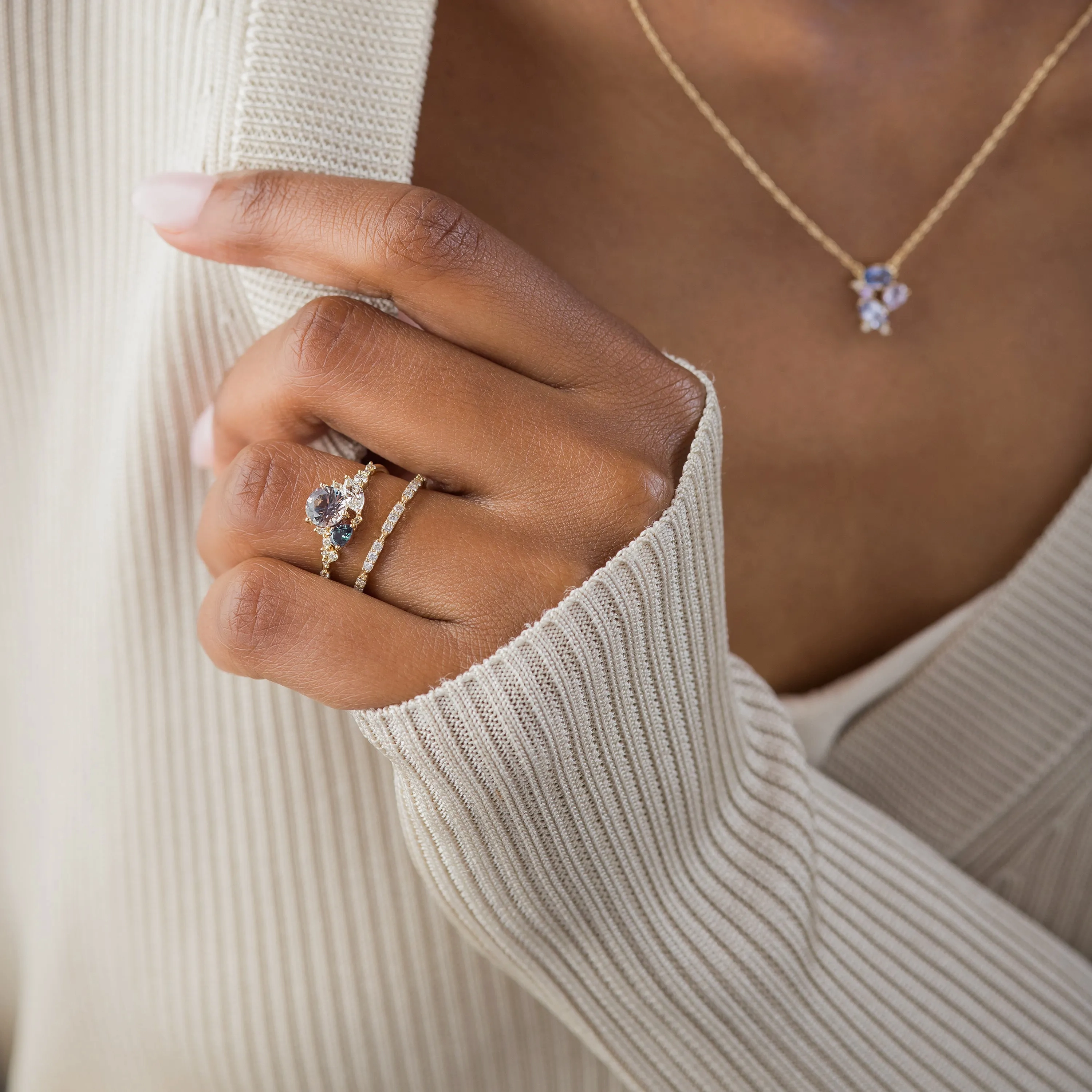 Precipice Ring, 0.98ct. Mauve Montana Sapphire