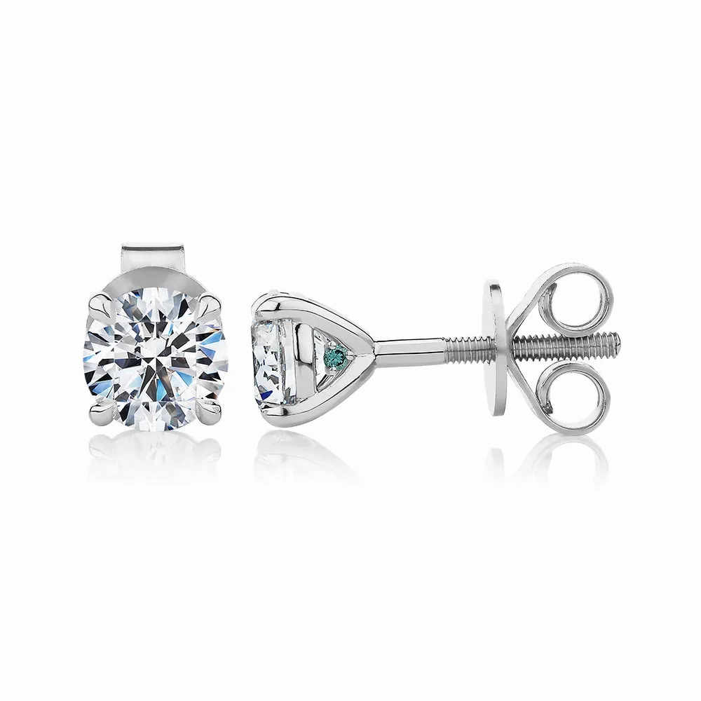 Premium Certified Lab-Grown Diamond, 1.00 carat TW round brilliant stud earrings in 18 carat white gold
