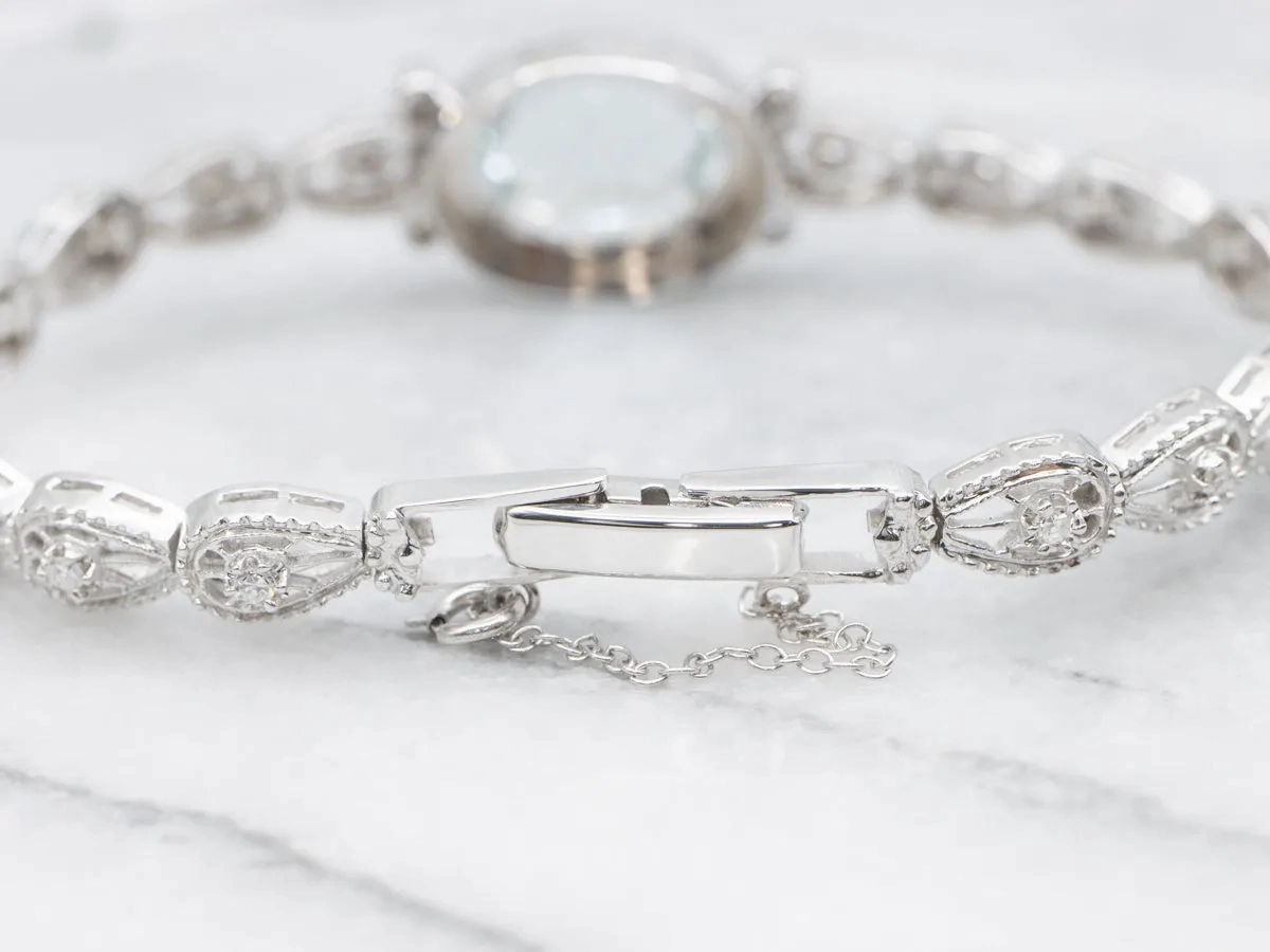 Pretty Aquamarine and Diamond Link Bracelet