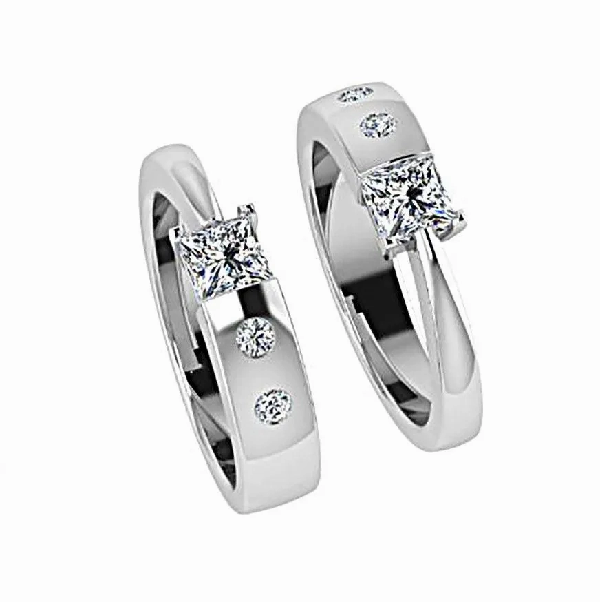 Princess Diamond and Round Diamond Ring