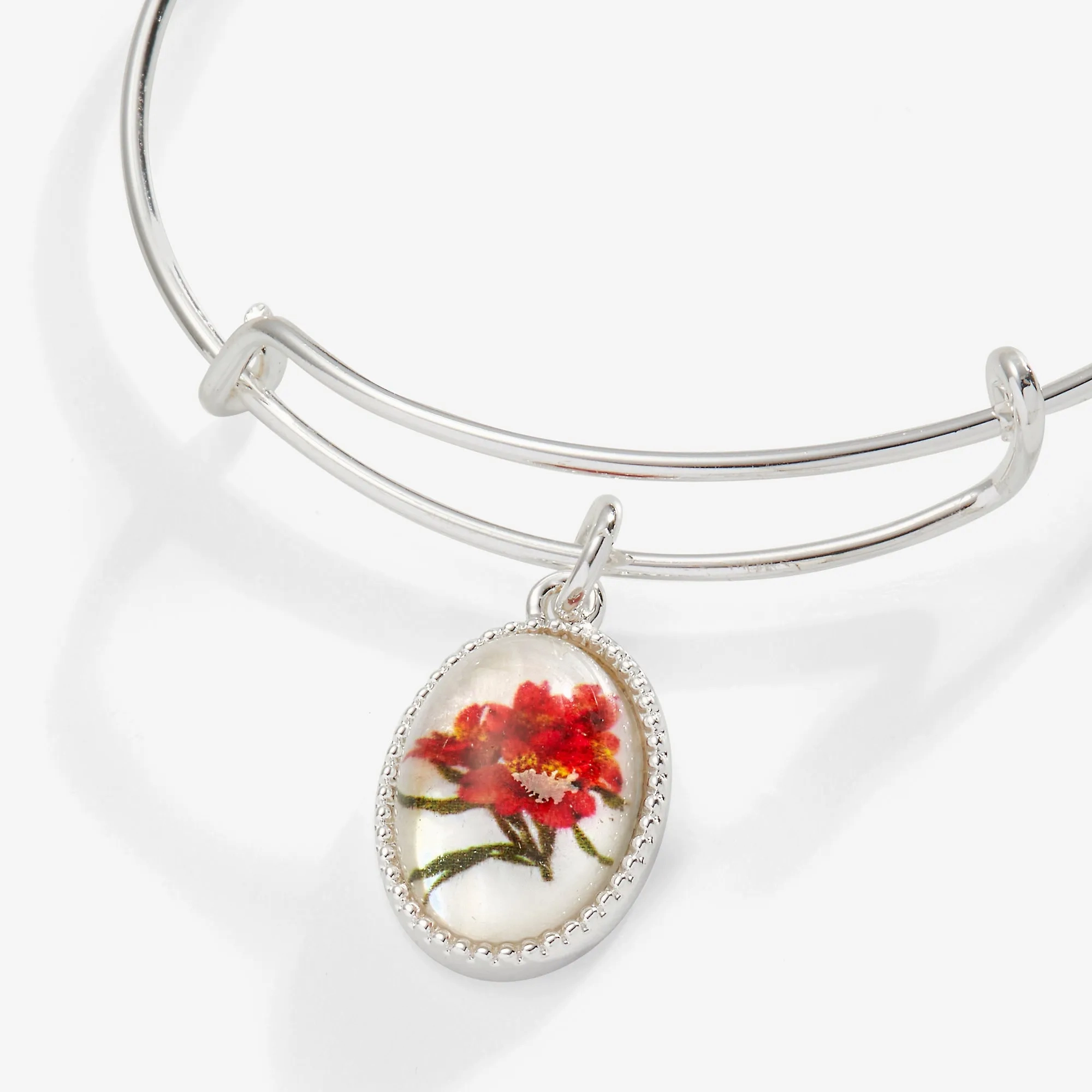 Printed Flower 'Sister' Charm Bangle