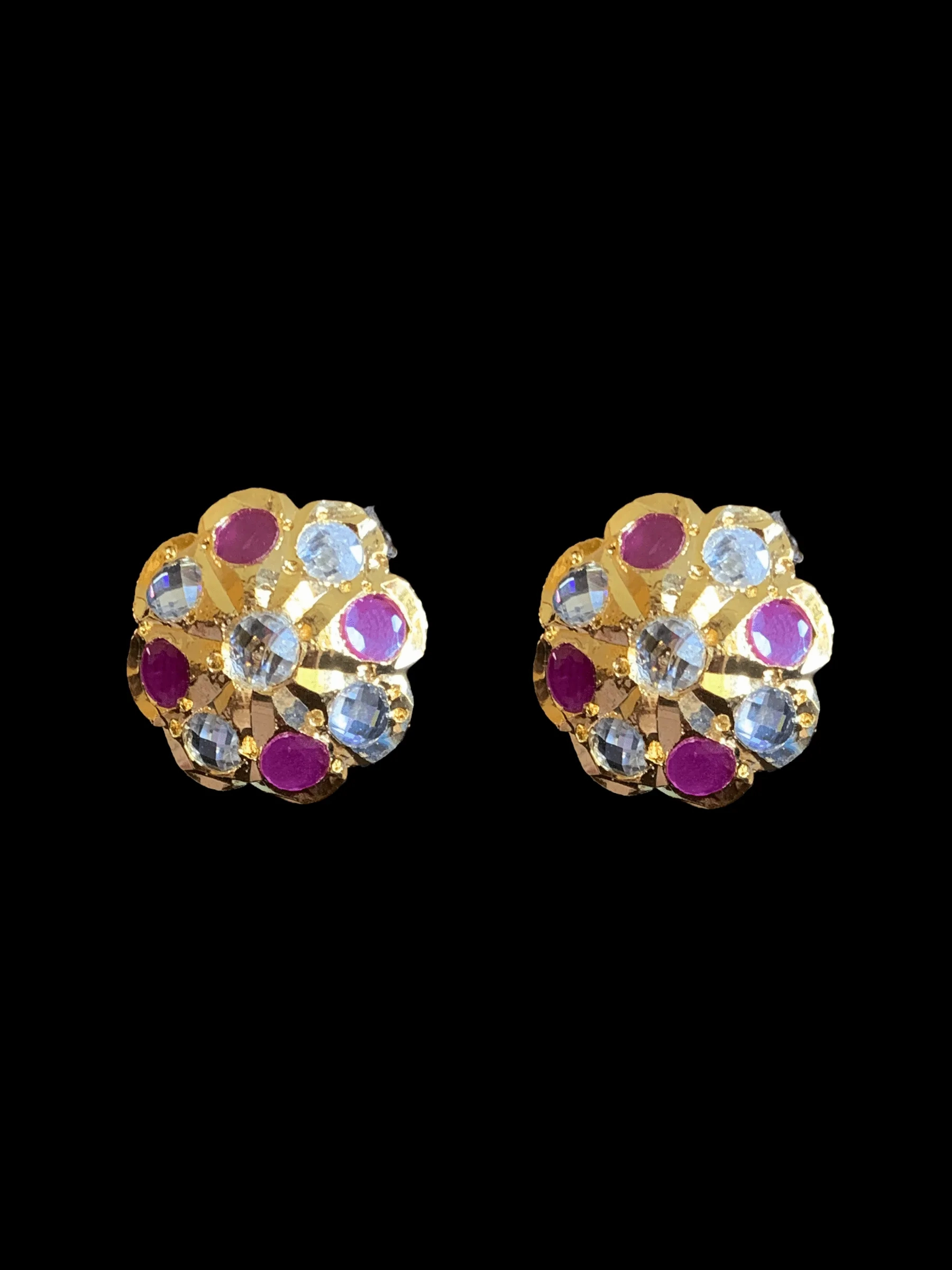 PS429 Sara hyderabadi Jadau flower pendant and earrings set in ruby  ( READY TO SHIP )