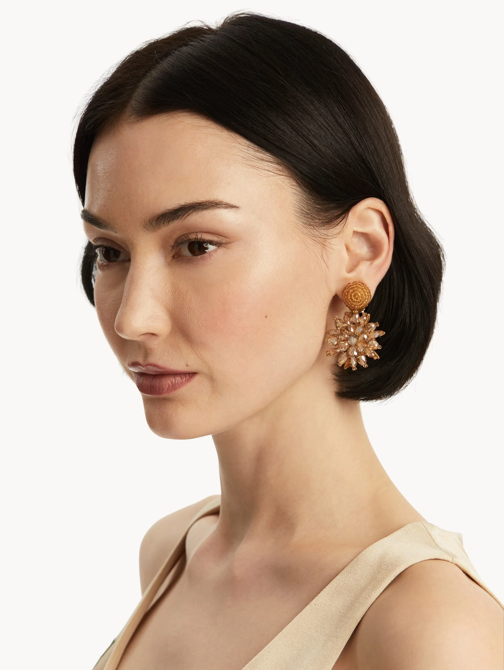 Raffia &amp; Beaded Flower Earrings