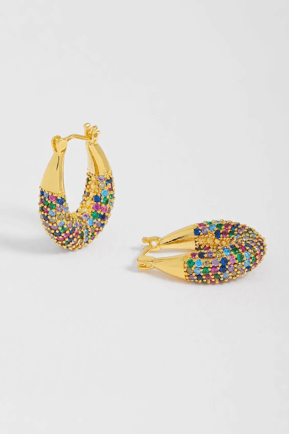 Rainbow CZ Chubby Oval Hoops