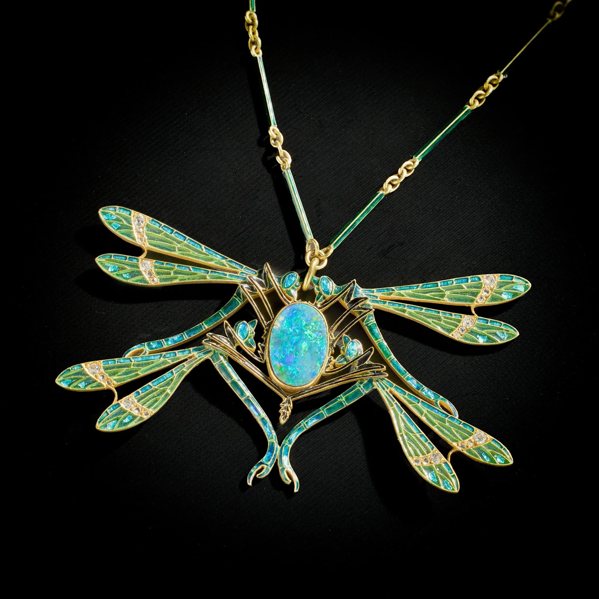 Ren?? Lalique &quot;Four Dragonflies&quot; Pendant Necklace