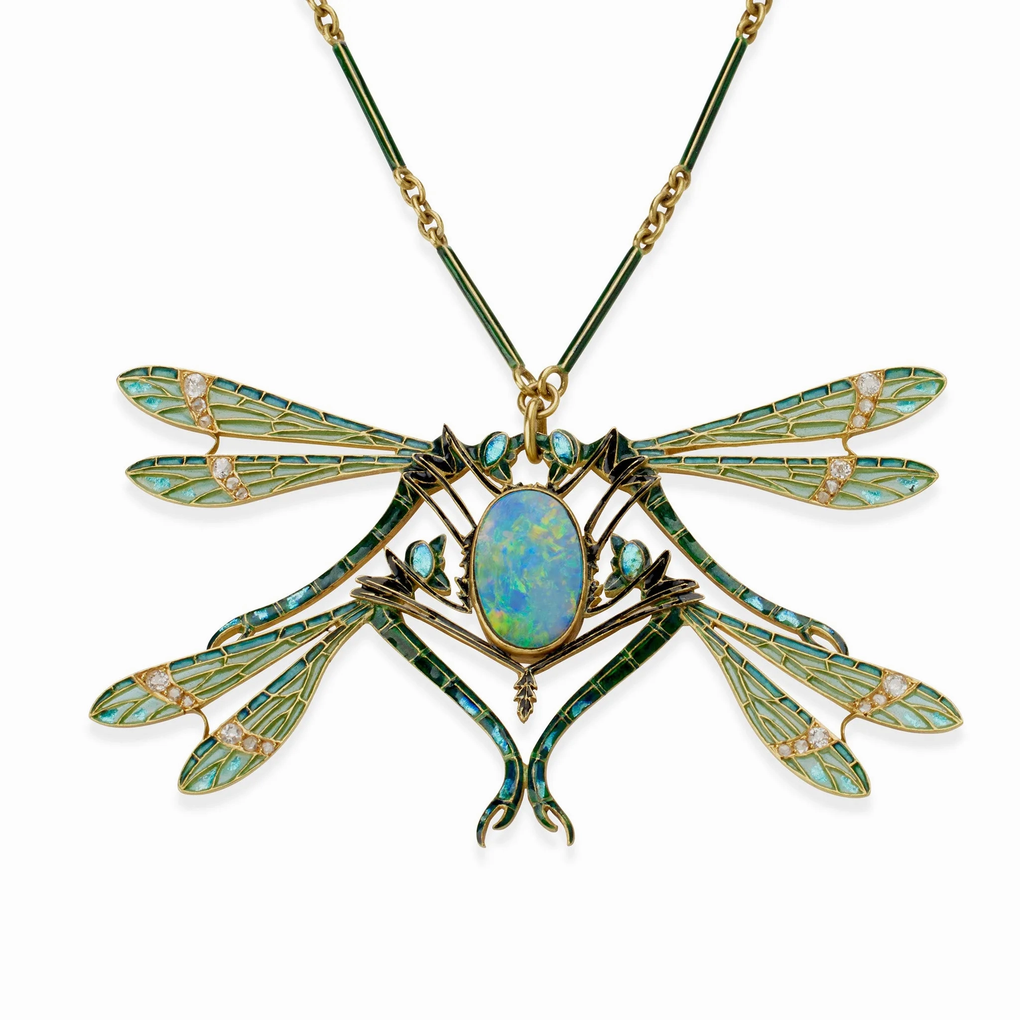 Ren?? Lalique &quot;Four Dragonflies&quot; Pendant Necklace