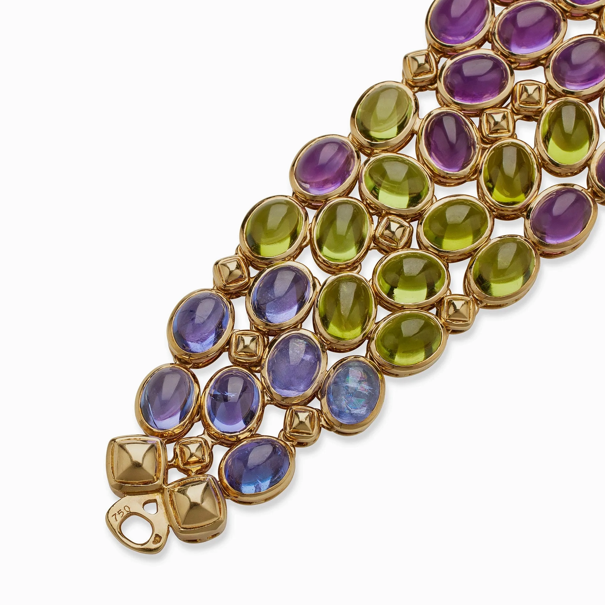 Ren Boivin Sapphire, Pink Tourmaline, Peridot and Amethyst Bracelet